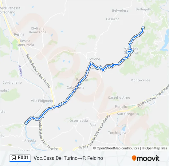 E001 Bus Line Map