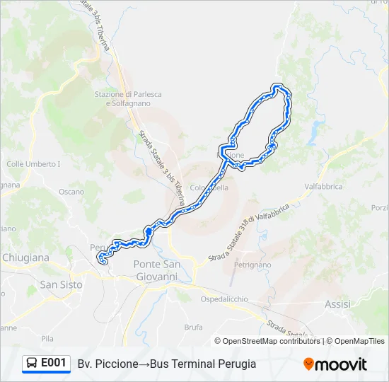 E001 Bus Line Map