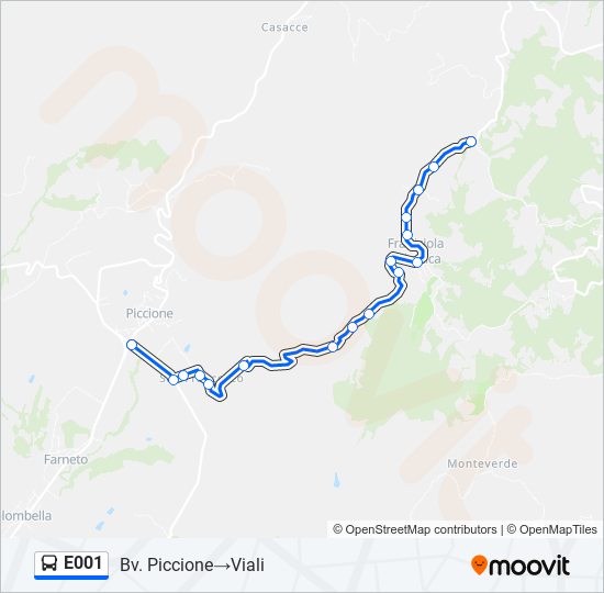 Percorso linea bus E001