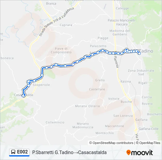 E002 Bus Line Map