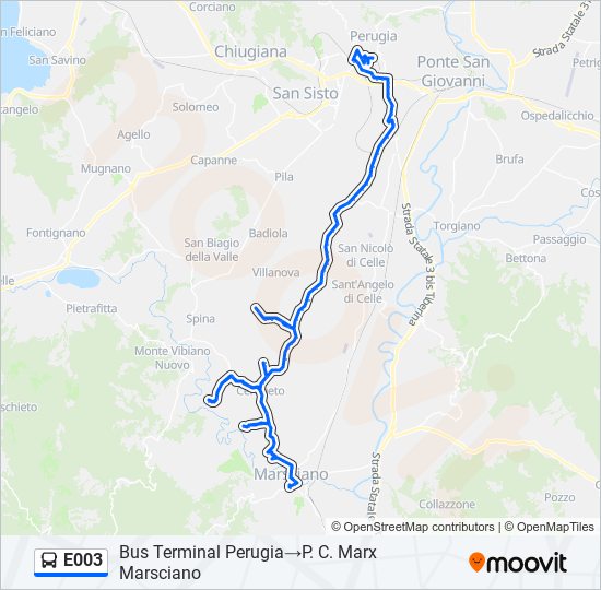 Linea orari fermate e mappe Bus Terminal Perugia P. C. Marx