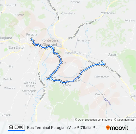 Percorso linea bus E006