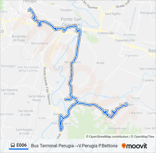 Percorso linea bus E006