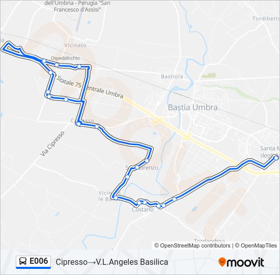 E006 bus Line Map