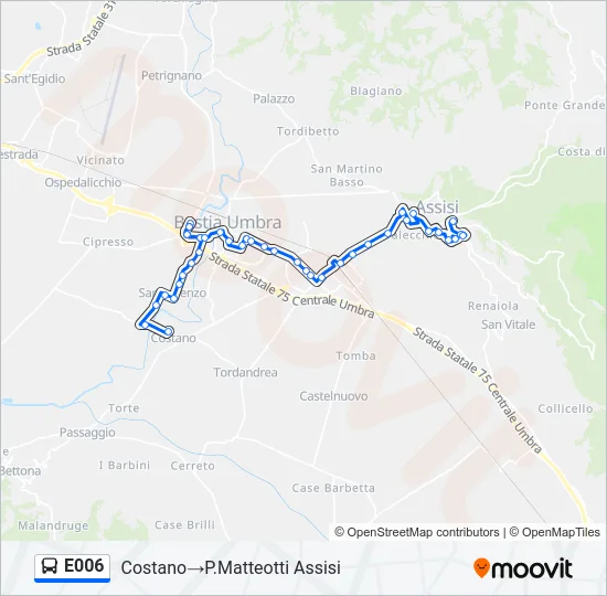 Percorso linea bus E006