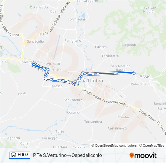 E007 Bus Line Map