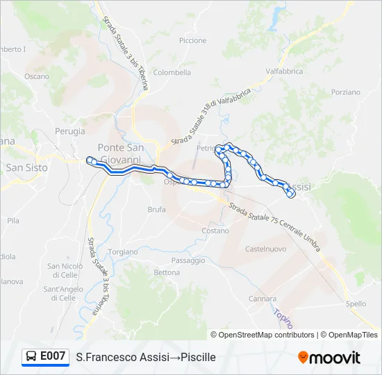 E007 Bus Line Map