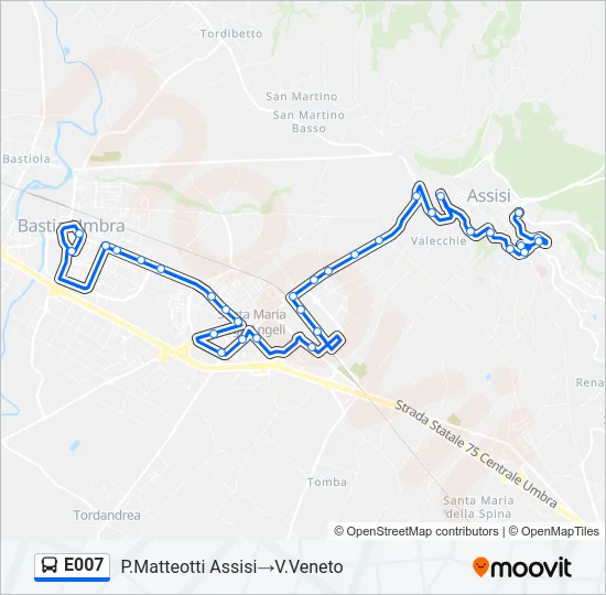 E007 Bus Line Map