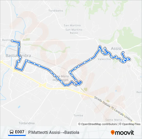 E007 Bus Line Map