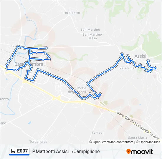 E007 Bus Line Map