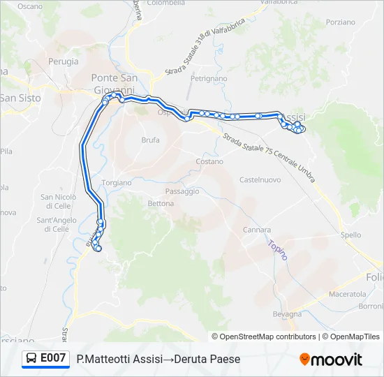 E007 Bus Line Map