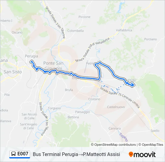 E007 Bus Line Map