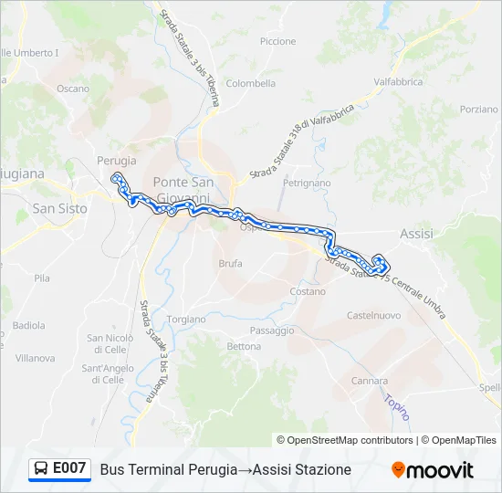 E007 Bus Line Map