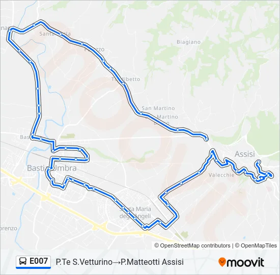E007 Bus Line Map