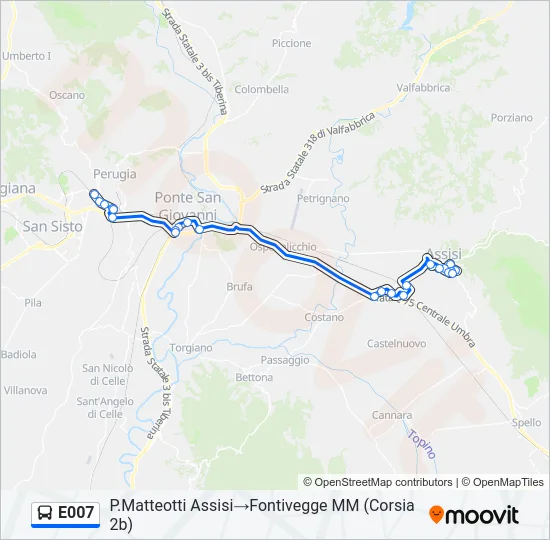 E007 Bus Line Map