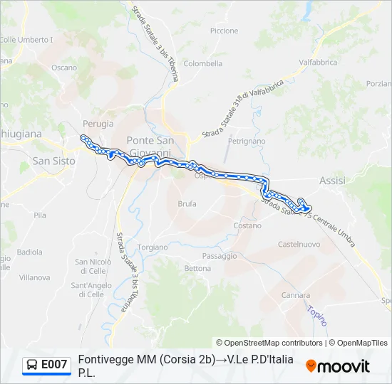 E007 Bus Line Map