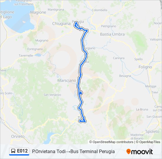 Percorso linea bus E012