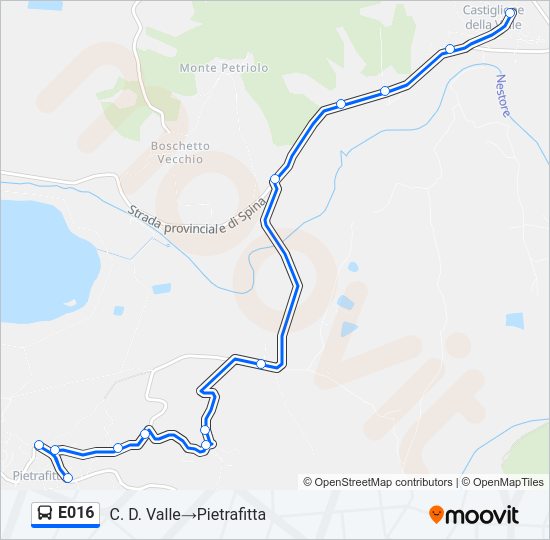 Percorso linea bus E016