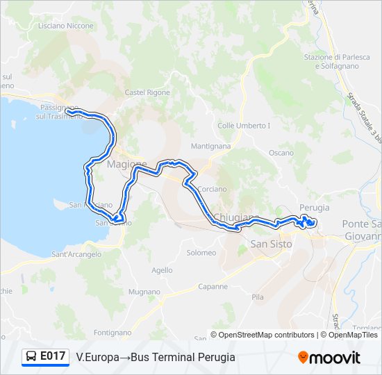 Percorso linea bus E017