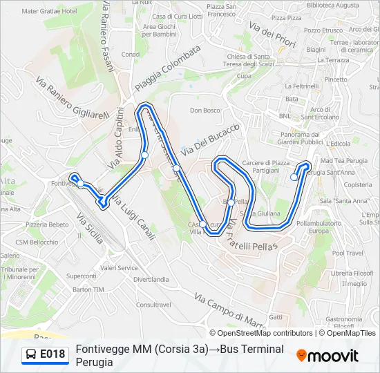 E018 Bus Line Map