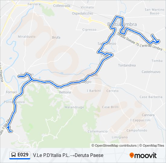 Percorso linea bus E029