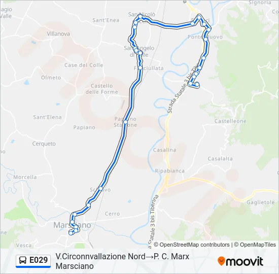 Percorso linea bus E029