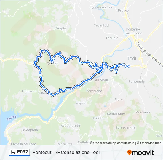 Percorso linea bus E032