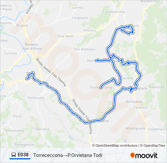 E038 bus Line Map