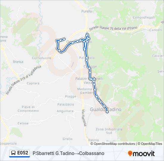 E052 bus Line Map