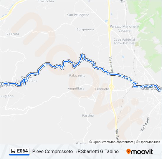 Percorso linea bus E064