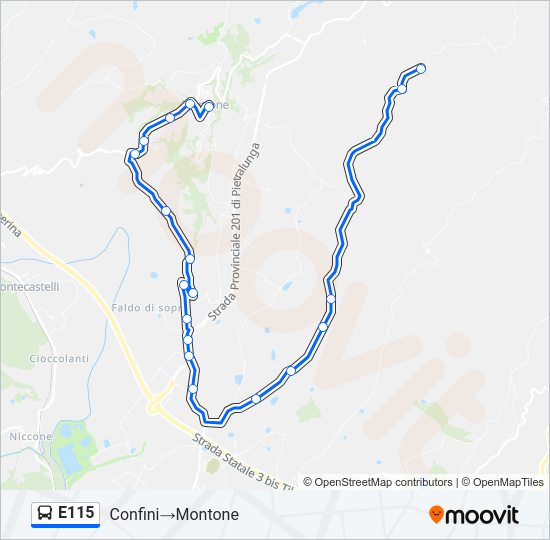 Percorso linea bus E115