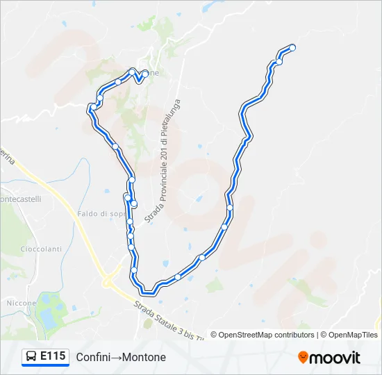 E115 Bus Line Map