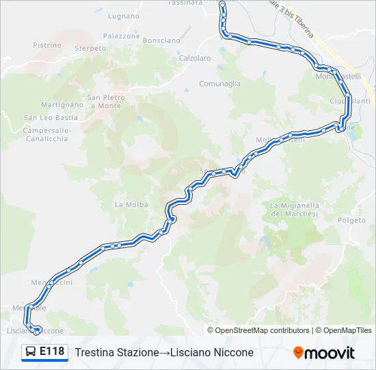 E118 Bus Line Map