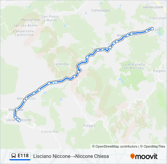 E118 Bus Line Map
