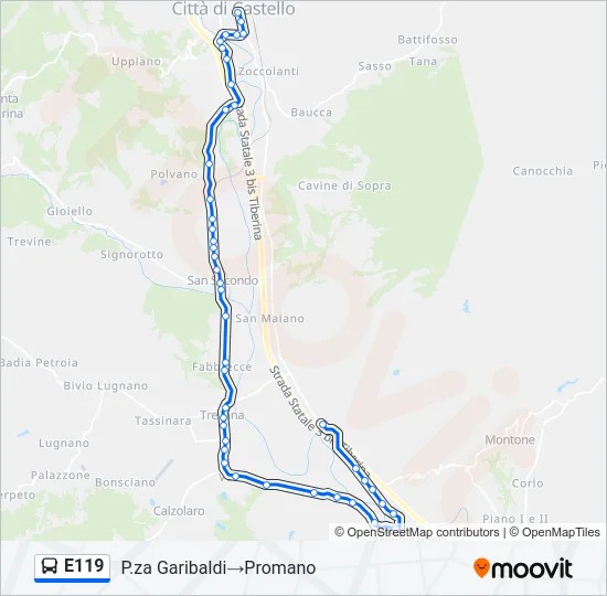 E119 Bus Line Map