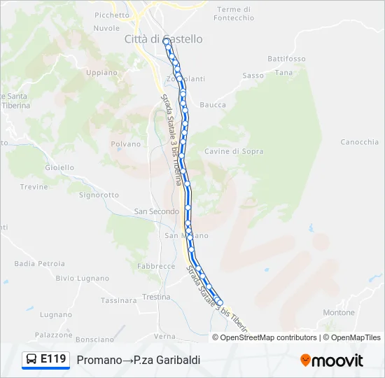 E119 Bus Line Map