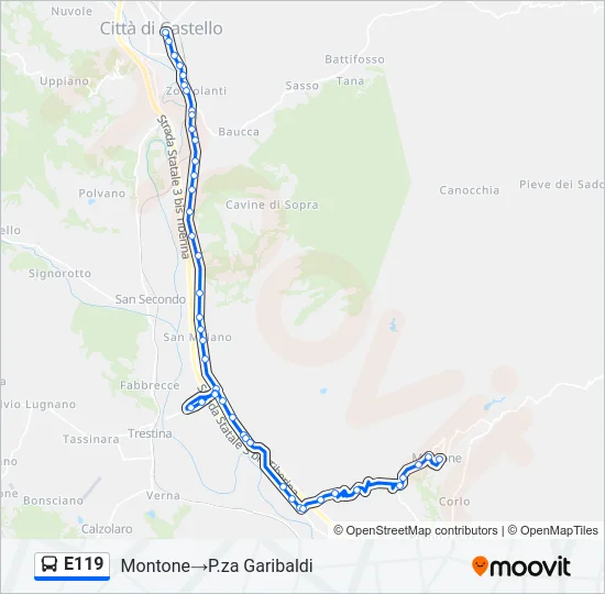 E119 Bus Line Map