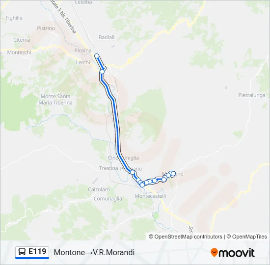 E119 Bus Line Map