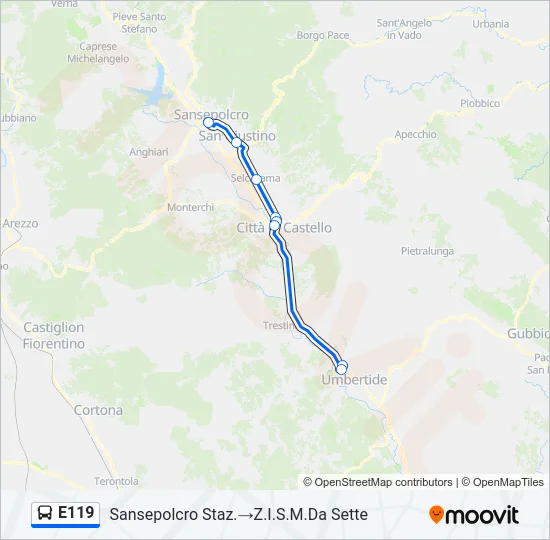 E119 Bus Line Map