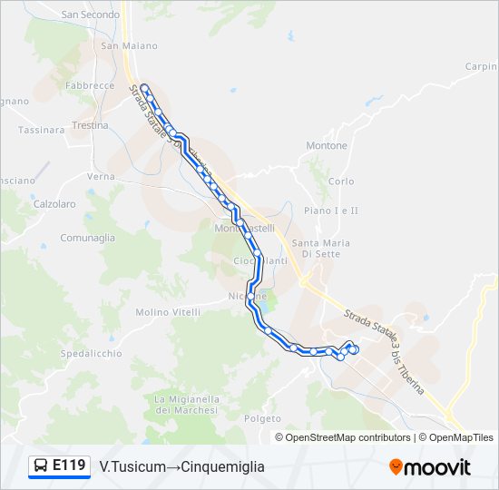 Percorso linea bus E119