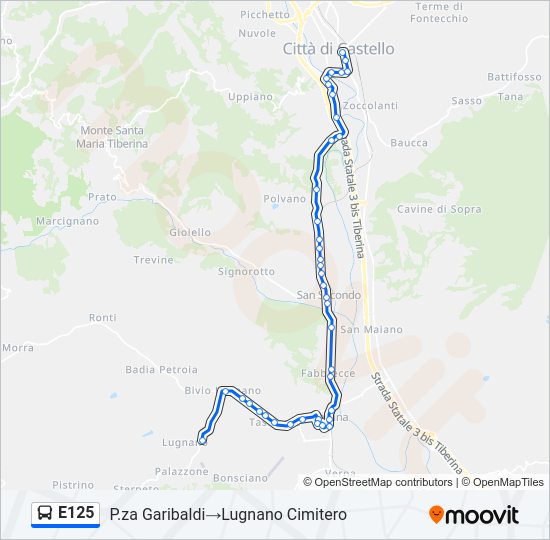 E125 bus Line Map