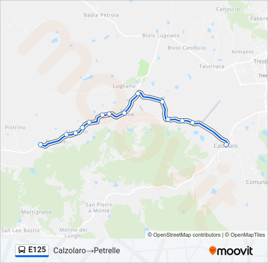 Percorso linea bus E125