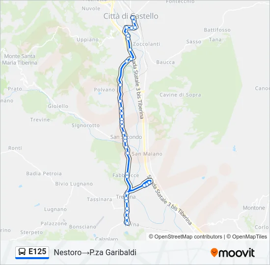 E125 Bus Line Map
