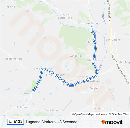 E125 Bus Line Map