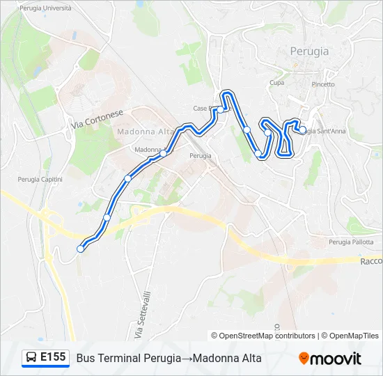 E155 Bus Line Map