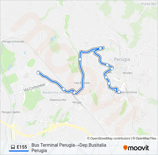 E155 Bus Line Map