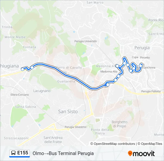 E155 Bus Line Map