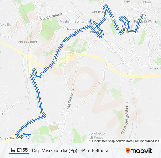 E155 Bus Line Map
