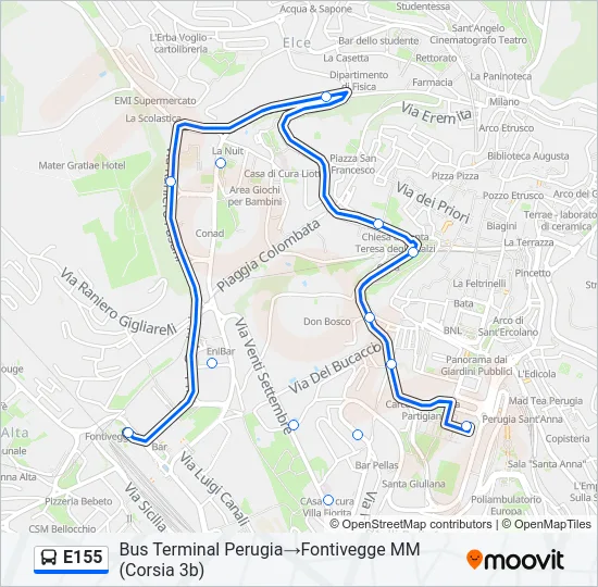 E155 Bus Line Map