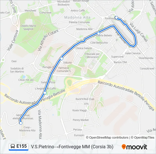 E155 Bus Line Map